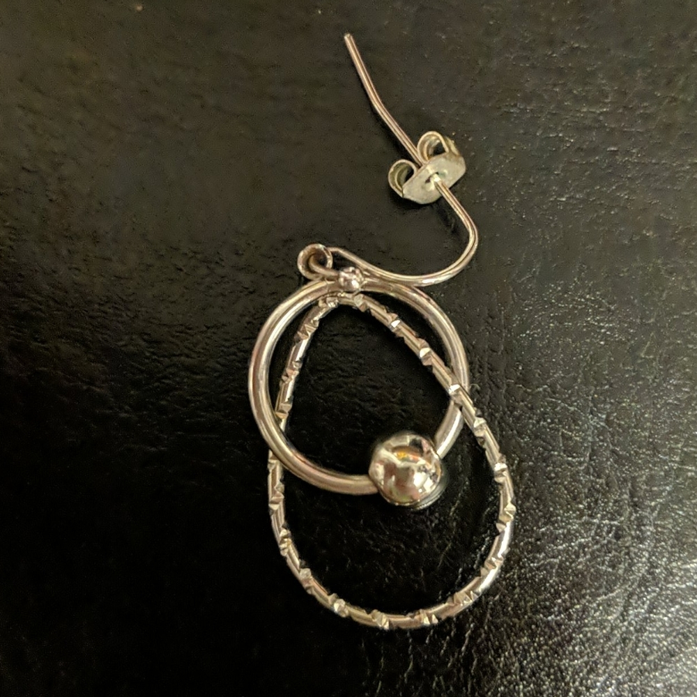 Silver Circle Style Dangle Earrings - image 4